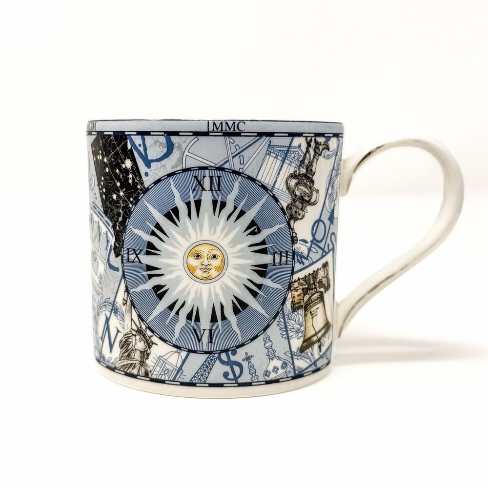 Vintage 1999 Wedgwood Millennium Bone China Mug Celestial Sun Clock England